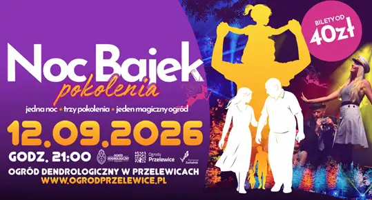 Noc Bajek „Pokolenia” w Ogrodach Przelewice – magiczny wieczór dla całych rodzin