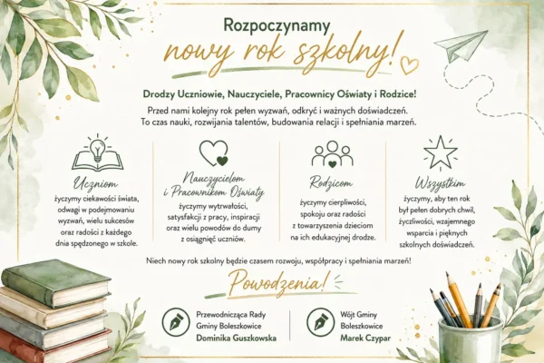 Nowy rok szkolny w gminie Boleszkowice: życzenia i informacje dla społeczności