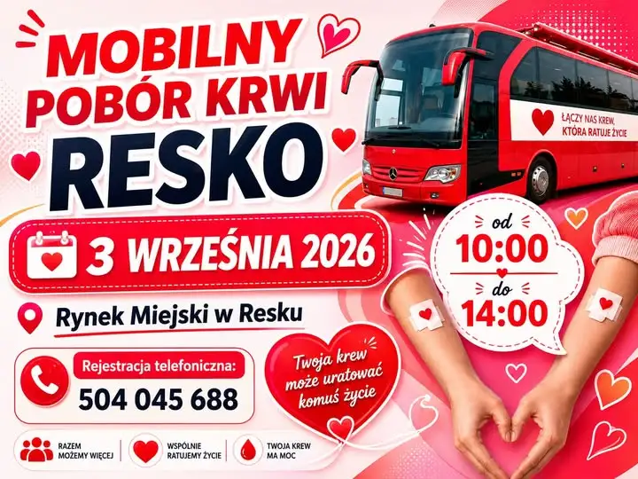 Mobilny punkt poboru krwi w Resku – oddaj krew i uratuj życie