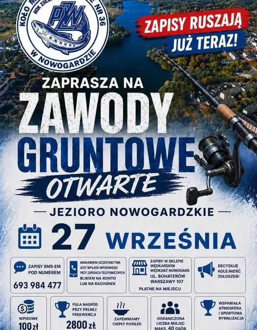 Zawody gruntowe nad jeziorem Nowogardzkim – zapisy trwają