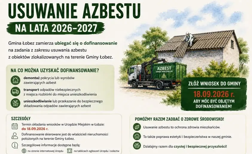 Gmina Łobez planuje dofinansowanie usuwania azbestu – nabór wniosków do 18 września