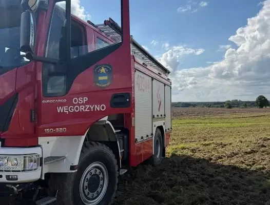 Pożar traw przy trasie Cieszyno-Trzebawie. Interweniowała OSP Węgorzyno