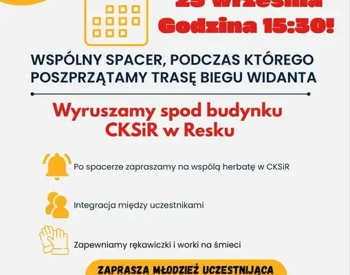 Bieg Widanta w Resku: 25 września wspólny spacer i sprzątanie trasy