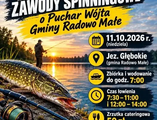 IX Otwarte Zawody Spinningowe o Puchar Wójta Gminy Radowo Małe – 11 października nad Jeziorem Głębokim