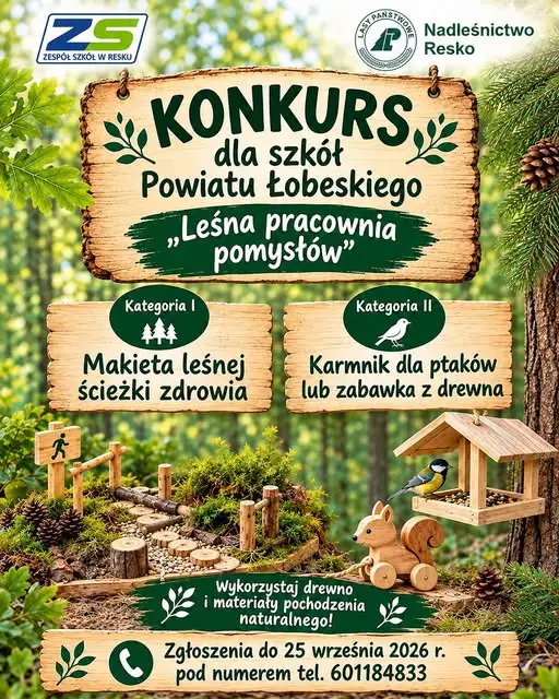 Konkurs „Leśna pracownia pomysłów” dla uczniów z powiatu łobeskiego