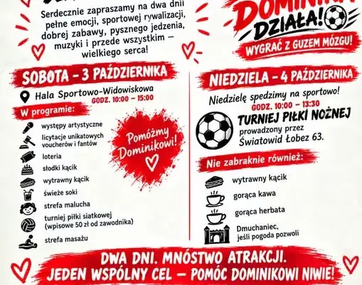 Weekendowy Festyn Charytatywny w Łobzie – pomóżmy Dominikowi Niwie