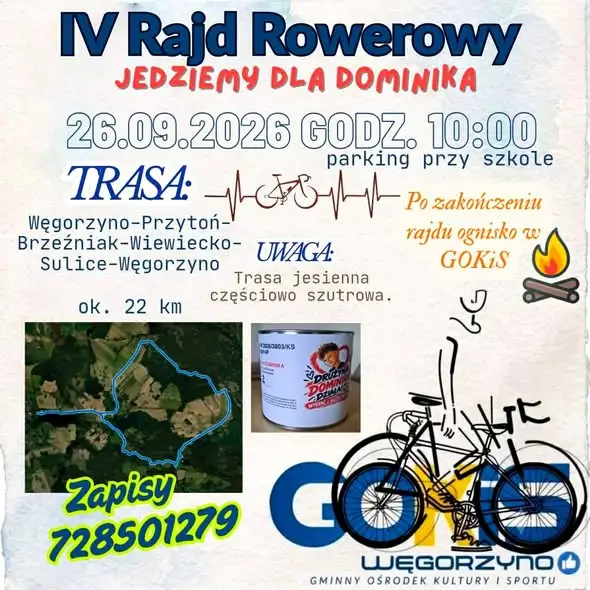 IV Rajd Rowerowy Jesienny w Węgorzynie – jedziemy dla Dominika!
