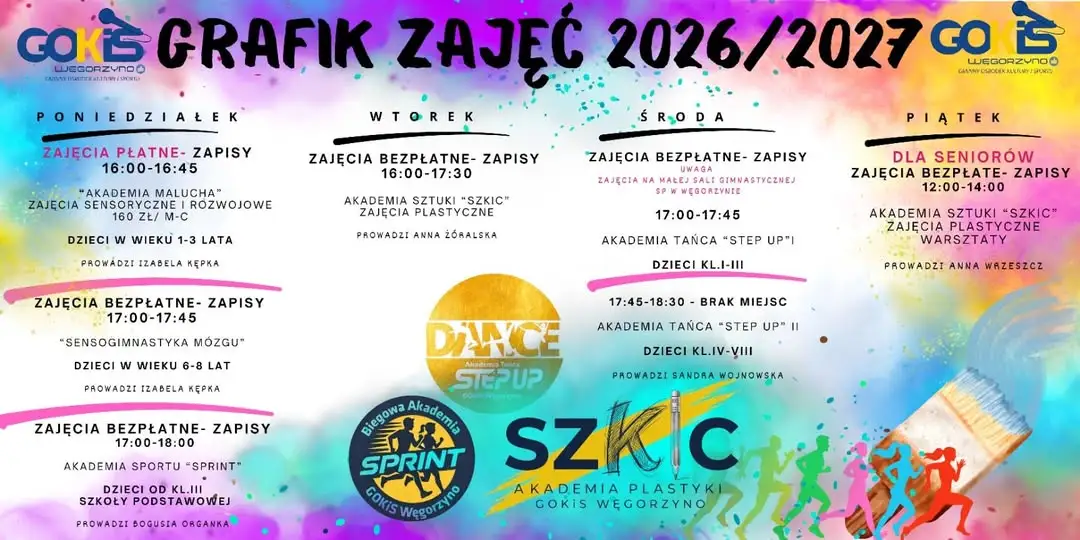 GOKiS Węgorzyno ogłasza nabór na zajęcia 2026/2027 – nowość: zajęcia sensoryczne