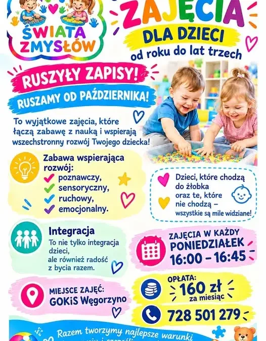 Ogólnorozwojowe zajęcia dla najmłodszych w Węgorzynie – pierwsze spotkanie gratis!