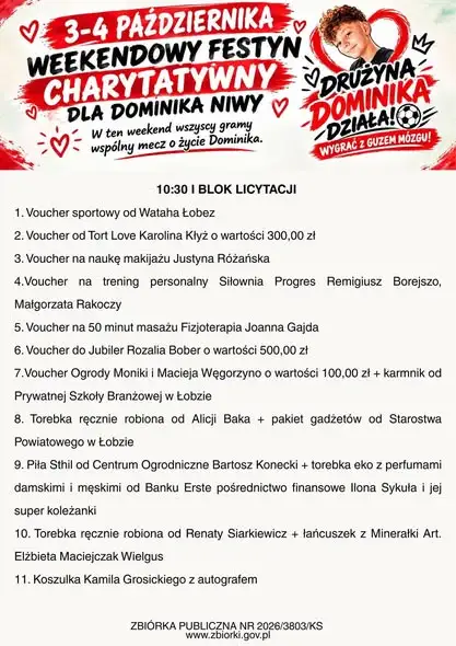 Łobez licytuje dla Dominika — w sobotę wielka akcja charytatywna