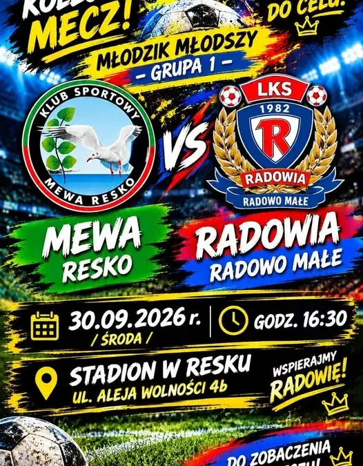 Młodzik Młodszy: Mewa Resko kontra Radowia Radowo Małe już dziś