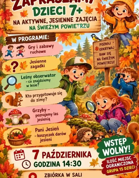 Jesienna przygoda na świeżym powietrzu – zajęcia dla dzieci w Gminnym Centrum Kultury