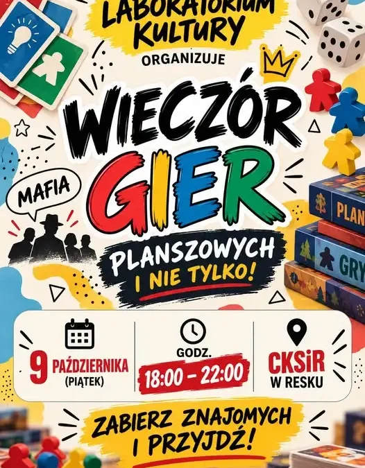 Wieczór Gier w Resku – młodzież z Laboratorium Kultury zaprasza
