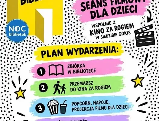 Noc Bibliotek w Węgorzynie – filmowy wieczór dla dzieci
